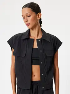 Koton Women Spread Collar Solid Nylon Casual Shirt