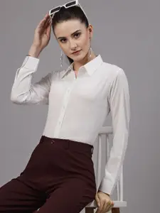 Style Quotient Women Smart Spread Collar Striped Formal Shirt