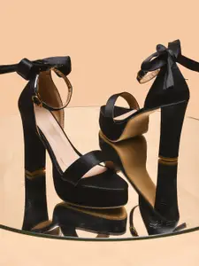 Try Me Suede Party Block Sandals with Tassels