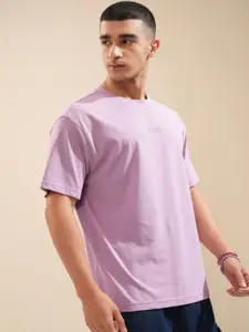 HIGHLANDER Men Solid Round Neck Cotton Oversized Sports T-Shirt