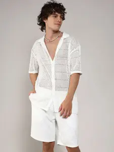 Campus Sutra Oversized Cotton Shirt & Shorts Co-Ords