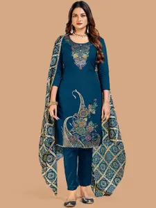 LADY SHOPI Floral Embroidered Zari Unstitched Dress Material