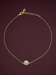 Kushal's Fashion Jewellery  Sterling Silver Artificial Stones Gold-Plated Anklet