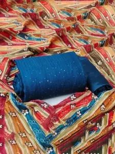 JULEE Striped Embellished Sequinned Chanderi Unstitched Dress Material