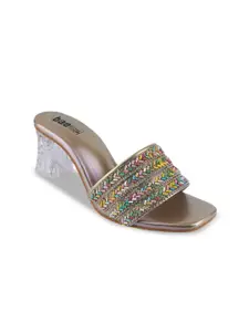 BAESD Embellished Ethnic Wedge Sandals