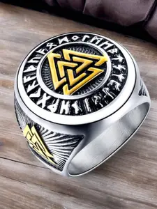fabula Men Silver Triple Valknut Finger Ring