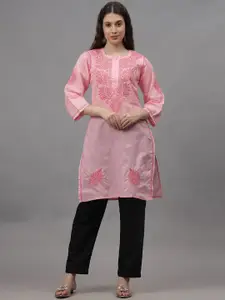 Seva Chikan Ethnic Motifs Embroidered Chikankari Straight Kurta