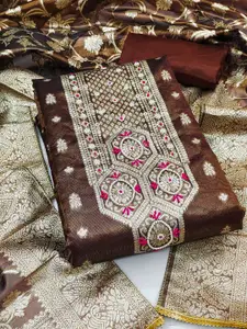 ASISA Floral Embroidered Beads and Stones Banarasi Silk Unstitched Dress Material