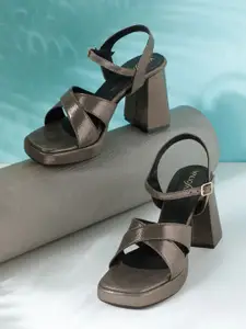 VALIOSAA Women Party Block Heels Sandals With Buckles