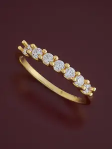 Kushal's Fashion Jewellery Sterling Silver Gold-Plated Cubic Zirconia Finger Ring