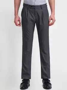 Arrow Men Printed Urban Slim Mid-Rise Slim Fit Pleated Formal Trousers