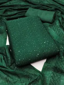 Julee Striped Embellished Sequinned Chanderi Unstitched Dress Material