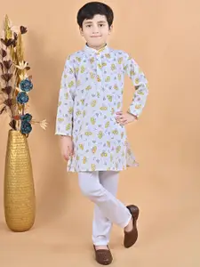 BT DEZINES Boys Floral Printed Straight Kurta with Pyjamas