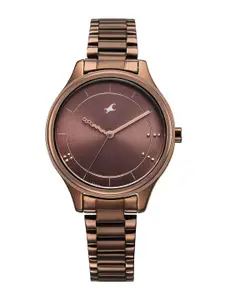 Fastrack Women Brass Dial & Bracelet Style Straps Analogue Watch 6296QM01