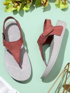 TRASE Women Open Toe Velcro Flats