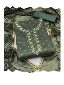 ASISA Ethnic Motifs Embroidered Beads and Stones Unstitched Dress Material