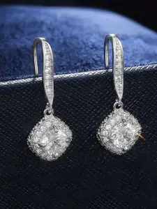 Peora Silver-Plated Cubic Zirconia & Crystal Studded Drop Earrings