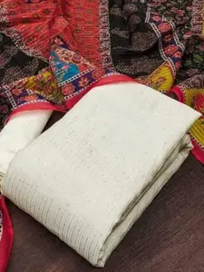 JULEE Striped Embellished Sequinnned Detail Unstitched Dress Material