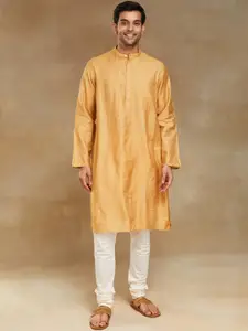 Fabindia Striped Mandarin Collar Straight Kurta
