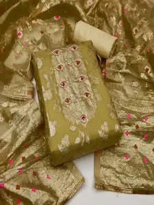 ASISA Floral Embroidered Beads and Stones Organza Unstitched Dress Material