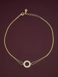 Kushal's Fashion Jewellery  Sterling Silver Artificial Stones Gold-Plated Anklet