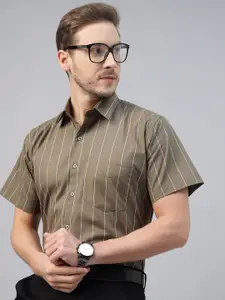 Hancock Men Slim Fit Opaque Striped Pure Cotton Formal Shirt