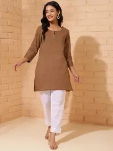 Fabindia Slim-Fit Keyhole Neck Cotton Straight Kurti