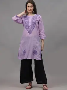 Seva Chikan Ethnic Motifs Embroidered Chikankari Straight Kurta