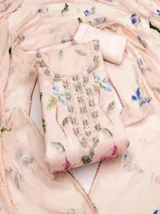 ASISA Floral Embroidered Beads and Stones Organza Unstitched Dress Material