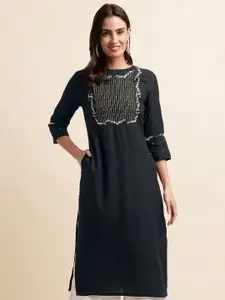 MIRCHI FASHION Floral Embroidered Sequinned Straight Kurta