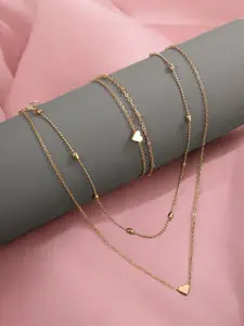 fabula Gold-Toned Layer Heart Charm Necklace & Anklet Set