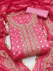 ASISA Floral Printed Beads & Stones Art Silk Unstitched Dress Material