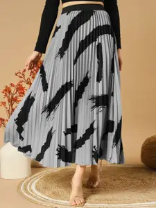 OTABU Women Printed Pleated A-Line Maxi Skirt