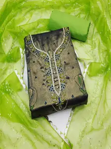 ASISA Floral Embroidered Beads and Stones Organza Unstitched Dress Material