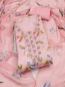 ASISA Floral Embroidered Beads and Stones Organza Unstitched Dress Material