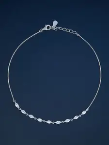 Kushal's Fashion Jewellery  Sterling Silver Artificial Stones Rhodium-Plated Anklet