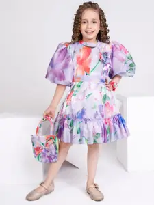 Peppermint Girls Floral Printed Fit and Flare Dress