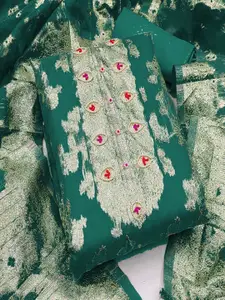 ASISA Floral Woven Design Beads and Stones Organza Unstitched Dress Material