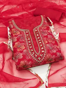 ASISA Floral Embroidered Beads and Stones Organza Unstitched Dress Material