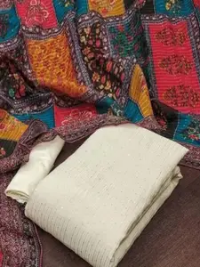 JULEE Striped Embellished Sequinned Detail Unstitched Dress Material