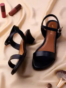 TRASE Open Toe Buckled Sandals with Kitten heels