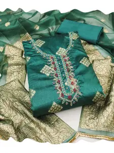 ASISA Ethnic Motifs Embroidered Beads and Stones Art Silk Unstitched Dress Material