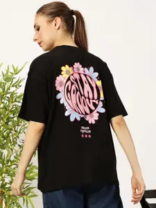 THE HOLLANDER Women Graphic Printed Round Neck Cotton Oversized T-shirt