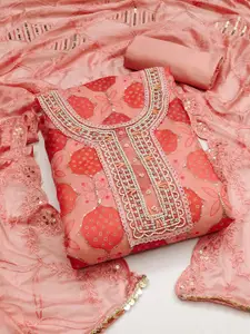 KIMISHA Floral Embellished Sequinned Organza Unstitched Dress Material