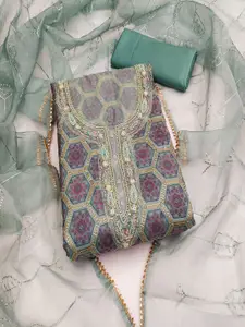 ASISA Geometric Printed Beads and Stones Unstitched Dress Material