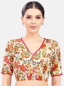Studio Shringaar Floral Printed Pure Cotton Saree Blouse