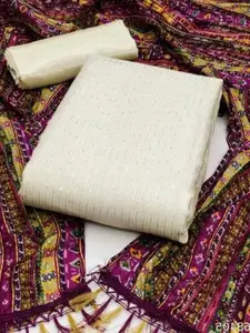 JULEE Striped Embellished Sequinned Chanderi Unstitched Dress Material