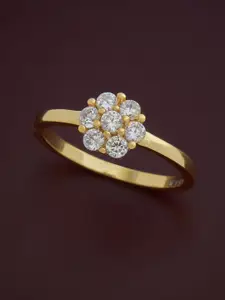 Kushal's Fashion Jewellery Sterling Silver Gold-Plated Cubic Zirconia Finger Ring