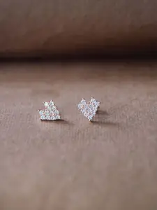 MANNASH Rose Gold Plated Sterling Silver Cubic Zirconia Heart Shaped Stud Earrings