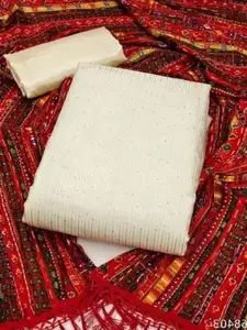 JULEE Striped Embellished Sequinned Chanderi Unstitched Dress Material